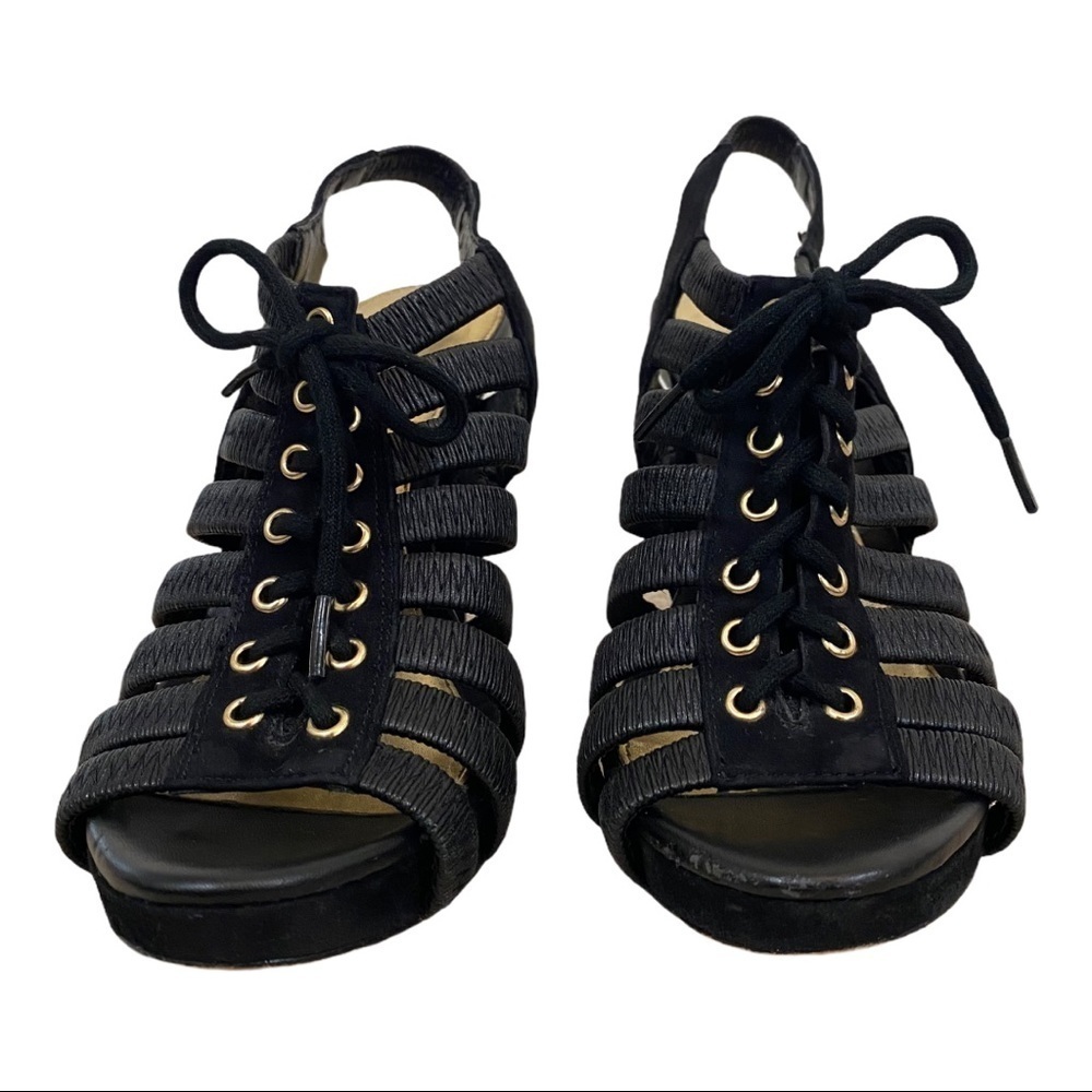 Antonio‎ Melani Black Lace Up Peep-Toe Heel - Picture 3 of 9